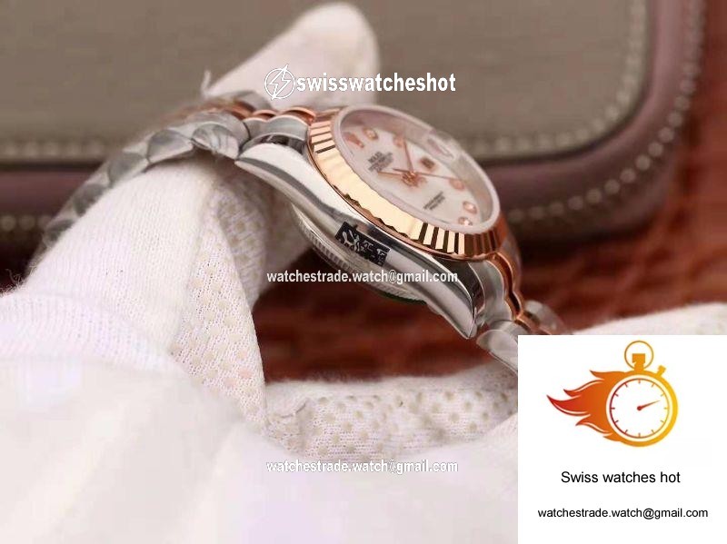 Rolex Lady Datejust Rose Gold 28MM White Enamel Dial 5