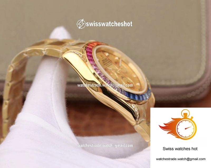 Rolex Daytona Cosmograph Rainbow 116598RBOW BL Factory Gold Dial 5