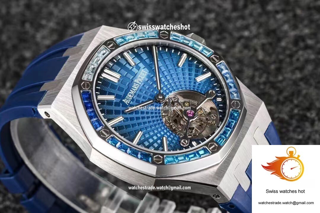 Audemars Piguet Royal Oak Tourbillon R8 Factory V3 Blue Rubber Strap 5