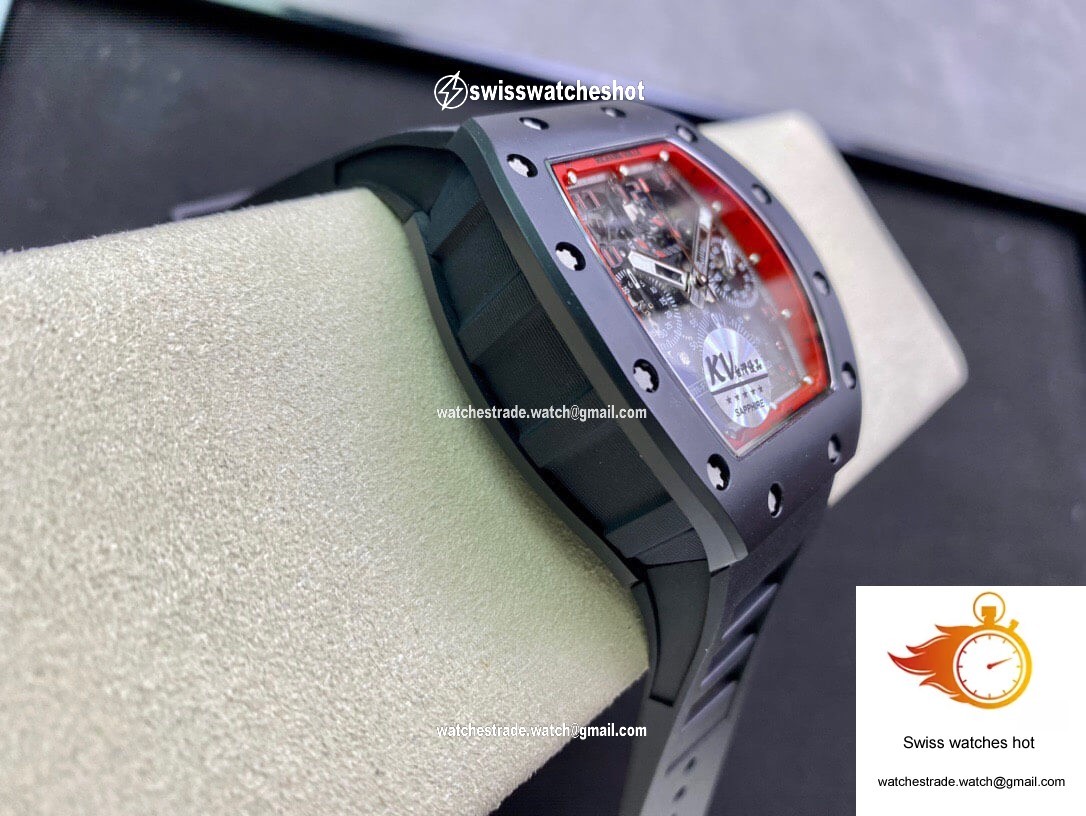 Richard Mille RM011 KV Factory Ceramic Black Rubber Strap 5