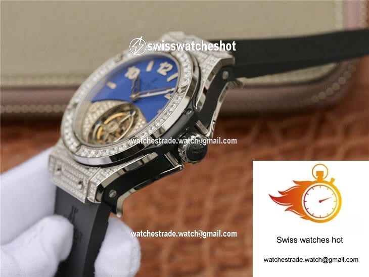 Hublot Big Bang Tourbillon Stainless Steel Diamond Blue Dial 5
