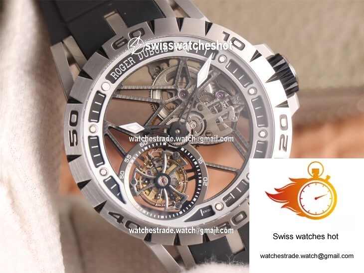 Roger Dubuis Excalibur Spidr RDDBEX0479 JB Factory Tourbillon Skeleton Dial Black Strap 5