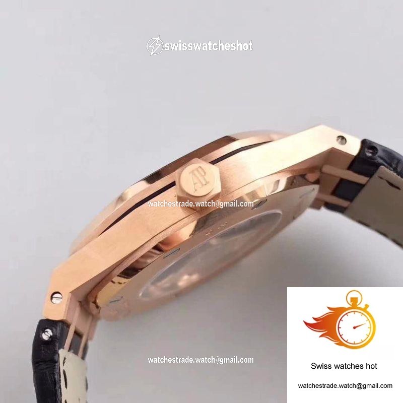 Audemars Piguet Royal Oak 15400 JF Factory Leather Strap Black Dial 5