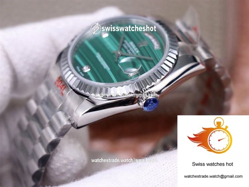 Rolex President Day Date 18038 Malachite Green Diamond Dial 5