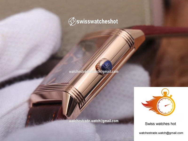 Jaeger LeCoultre Reverso Tribute Double-sided Double Time Zone Flip MG Factory Rose Gold Black Dial 5