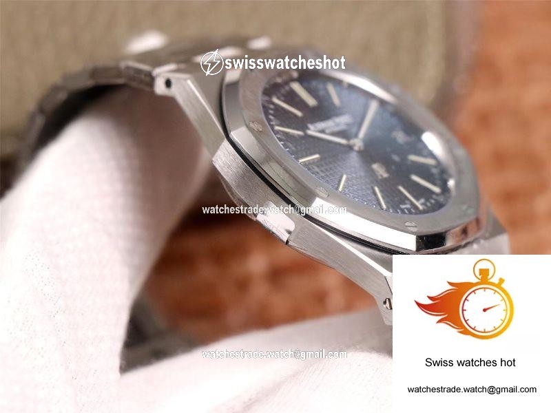 XF Factory Audemars Piguet Royal Oak JUMBO Extra-thin 15202ST.OO.1240ST.01 Stainlless Steel Cufflinks Blue “TAPISSERIE” Pattern 5