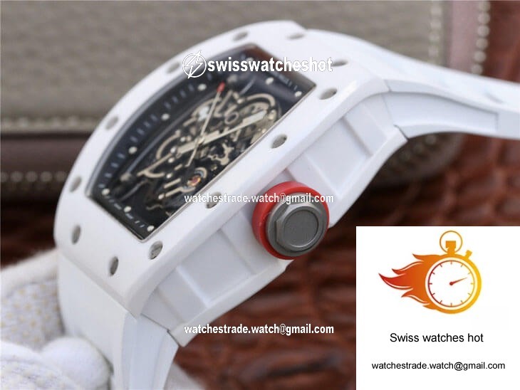 Richard Mille RM055 KV Factory Ceramic White Rubber Strap 6