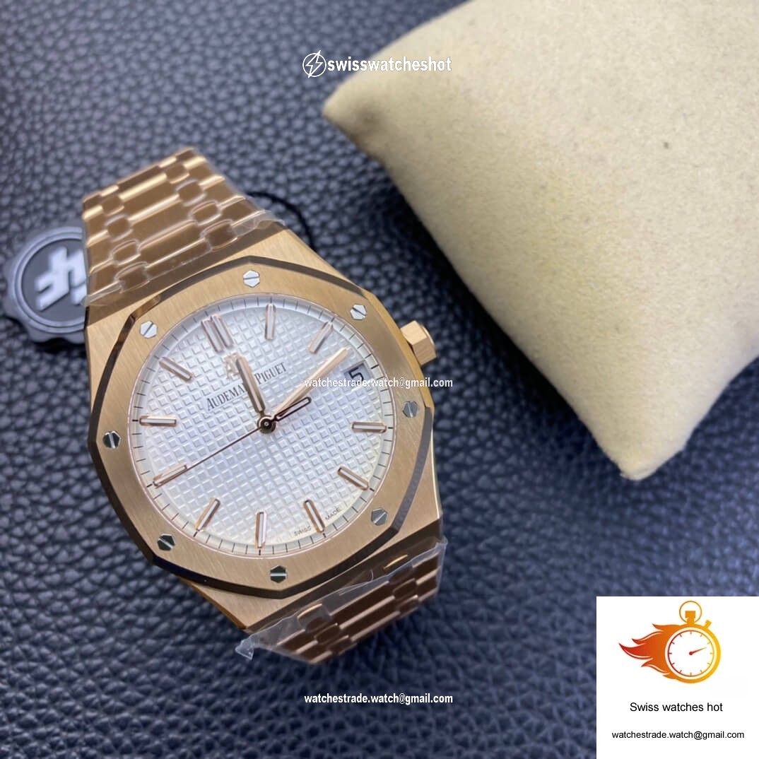 Audemars Piguet Royal Oak 15500 ZF Factory Rose Gold Version White Dial 6