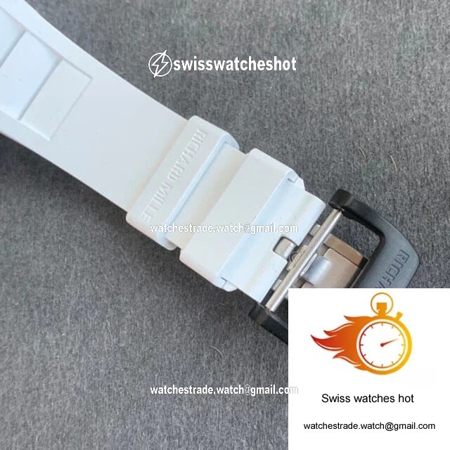 Richard Mille RM35-02 KV Factory V3 Carbon Fiber White Rubber Strap 6