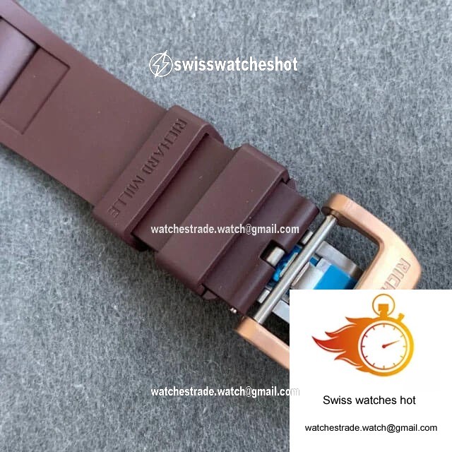 Richard Mille RM011 KV Factory Rose Gold Brown Rubber Strap 6