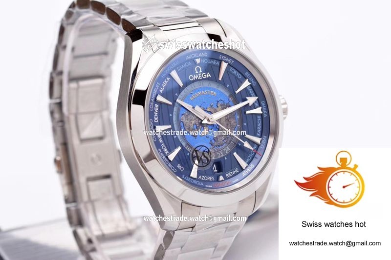 Omega Seamaster Aqua Terra GMT Worldtimer 220.10.43.22.03.001 VS Factory Blue Dial 6