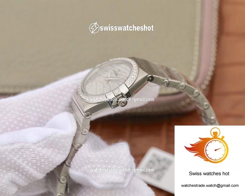 Omega Constellation Quartz Ladies 27mm TW Factory White Gold Diamond Dial 6
