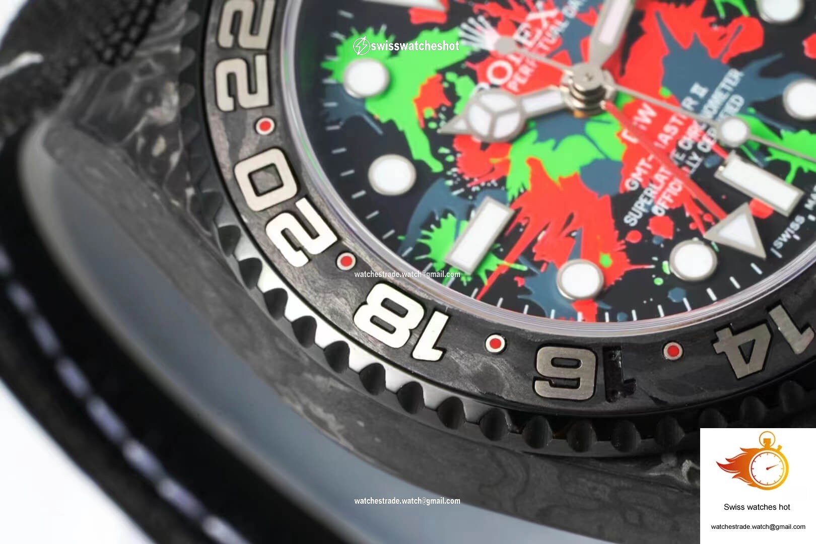 Rolex GMT-MASTER II Diw Carbon Fiber Color Dial Black Fabric Strap 6