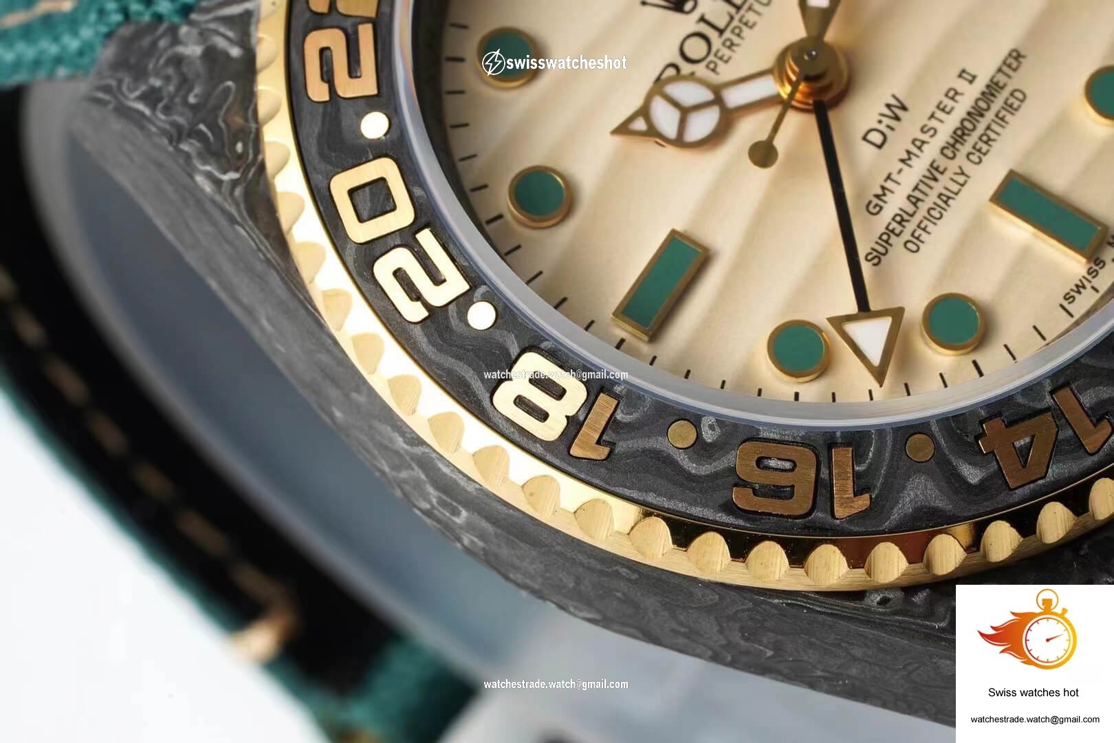 Rolex GMT-MASTER II Diw Carbon Fiber Case Green Fabric Strap 6