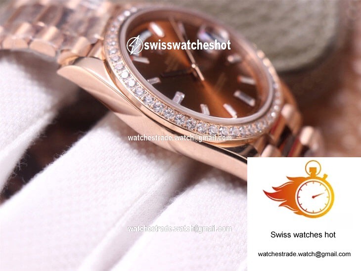 Rolex Day-Date M228345RBR-0006 EW Factory Diamond Chocolate Color Dial 6