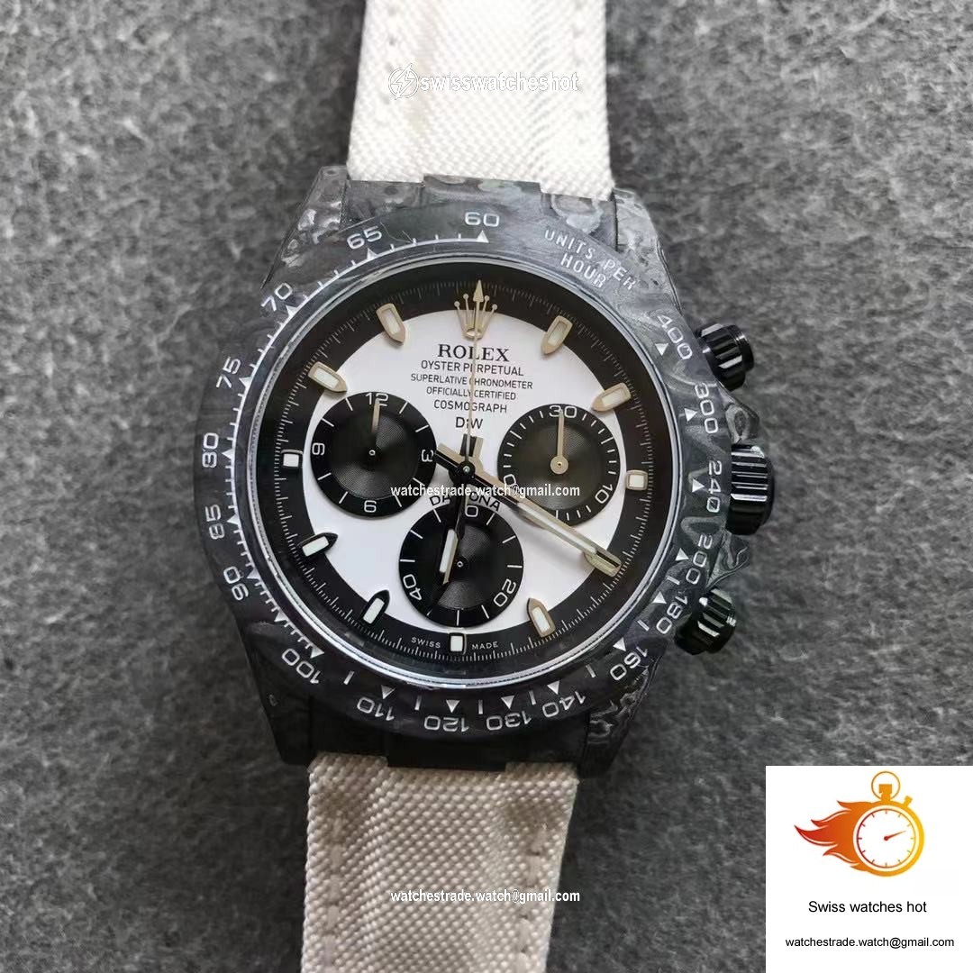 Rolex Daytona Cosmograph Carbon Fiber Diw Customized Version Noob Factory White Dial 6