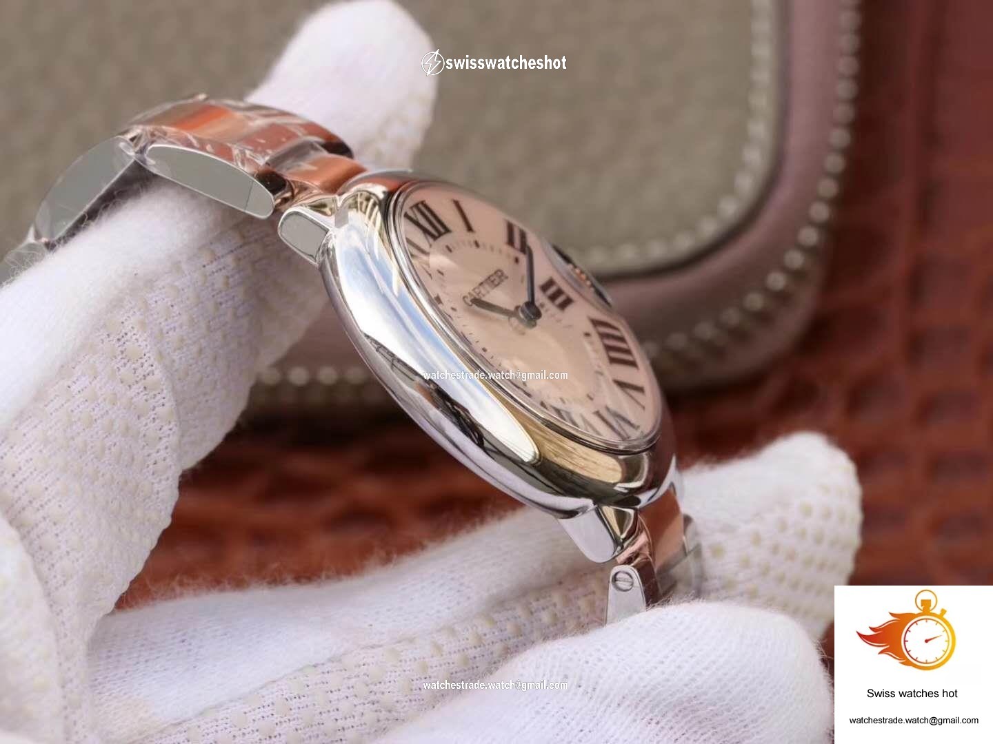 Ballon Bleu De Cartier W69201 Ladies 33MM V6 Factory Pink Dial 6