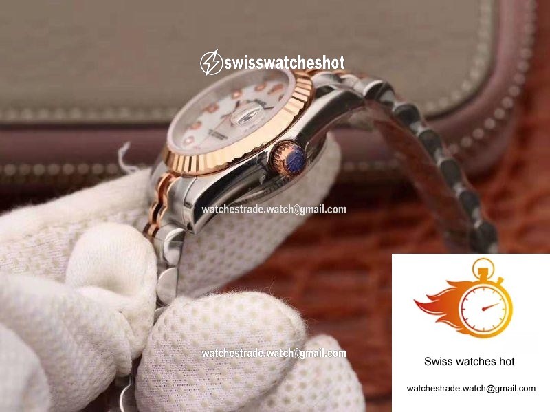 Rolex Lady Datejust Rose Gold 28MM White Enamel Dial 6