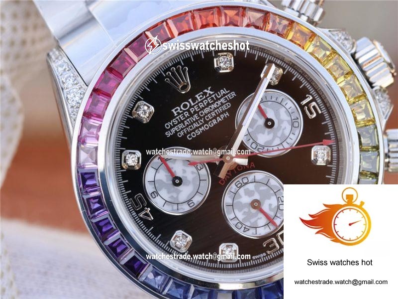 Rolex Daytona Cosmograph Rainbow 116595RBOW BL Factory Black Dial 6