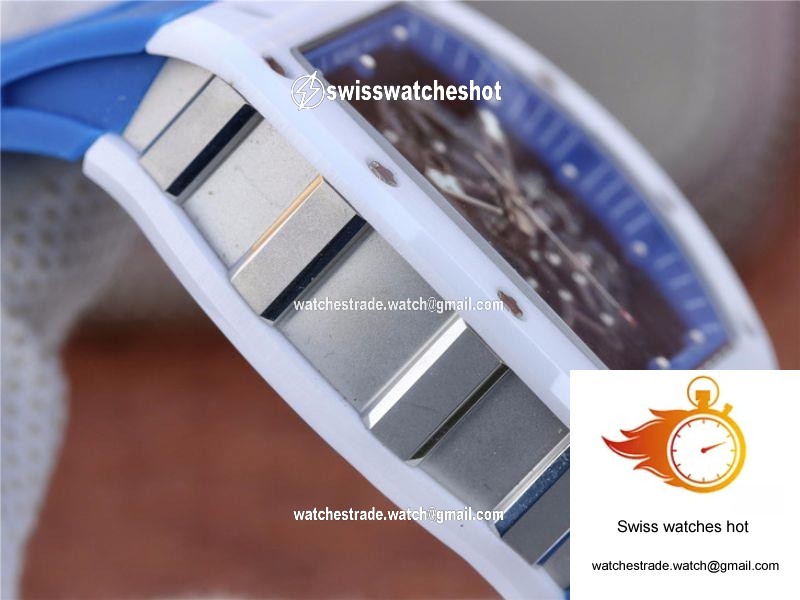 Richard Mille RM055 KV Factory White Ceramic Blue Hollow Dial 6