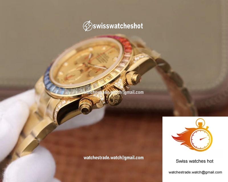 Rolex Daytona Cosmograph Rainbow 116598RBOW BL Factory Gold Dial 6