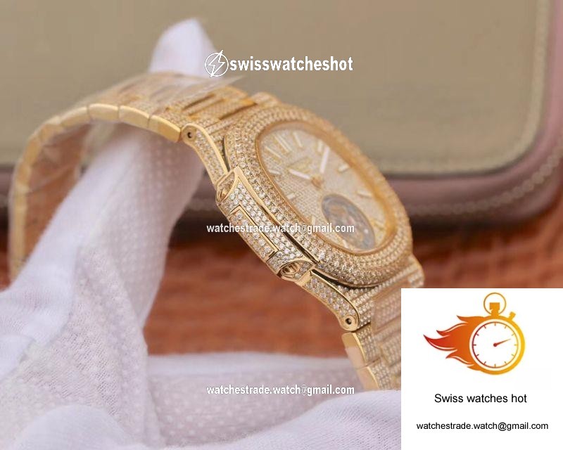 Patek Philippe Nautilus Jumbo 5711 Tourbillon R8 Factory 18K Yellow Gold Diamond Dial 6