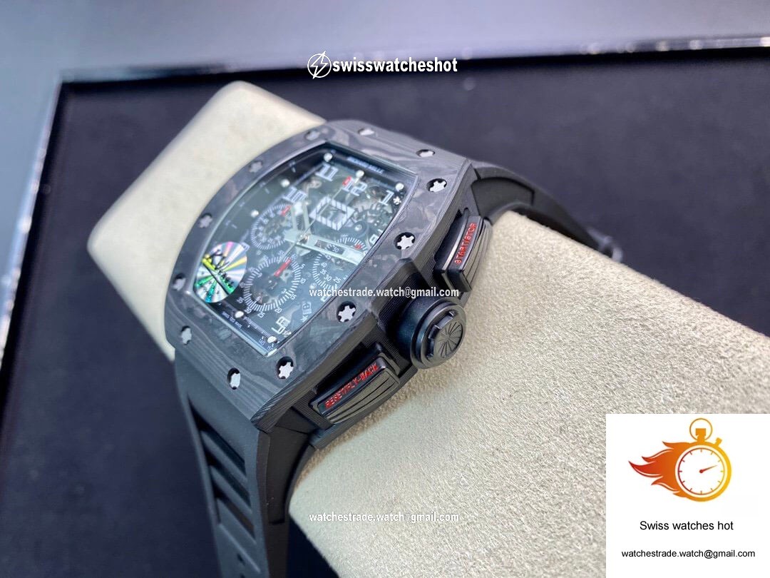Richard Mille RM011 KV Factory Carbon Fiber Black Rubber Strap 6