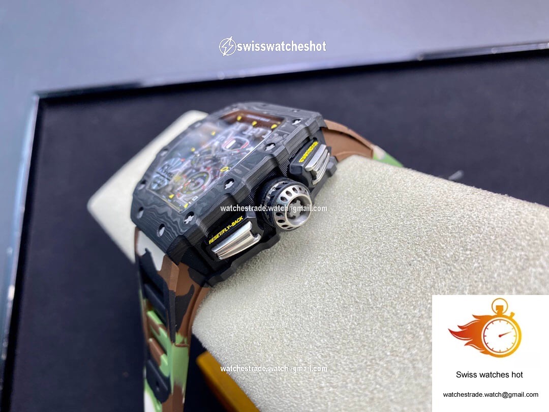 Richard Mille RM-011 KV Factory V2 Carbon Fiber Camo Rubber Strap 6