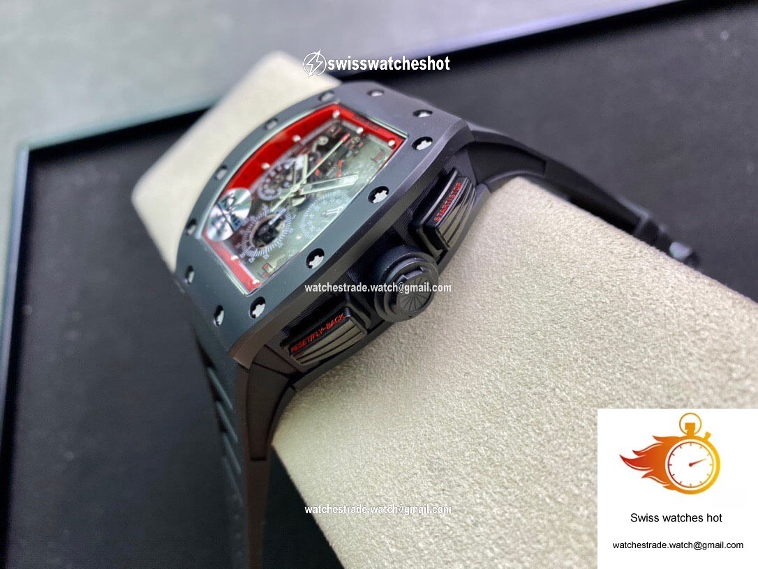 Richard Mille RM011 KV Factory Ceramic Black Rubber Strap 6