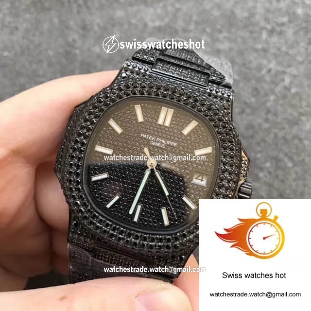 Patek Philippe Nautilus 5719/10G-010 PPF Factory Full Diamond Black Dial 6