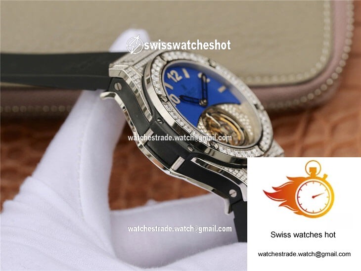Hublot Big Bang Tourbillon Stainless Steel Diamond Blue Dial 6