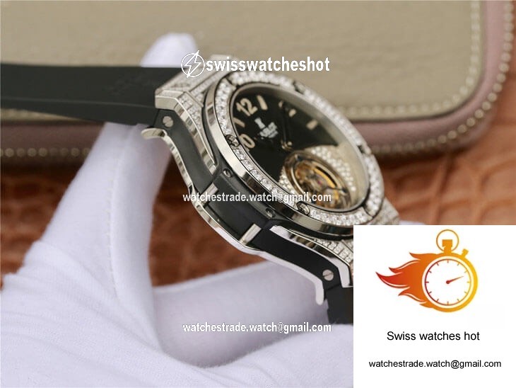 Hublot Big Bang Tourbillon Stainless Steel Diamond Black Dial 6