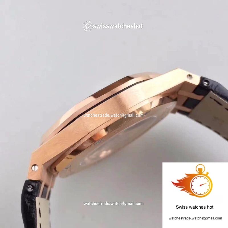 Audemars Piguet Royal Oak 15400 JF Factory Leather Strap Black Dial 6