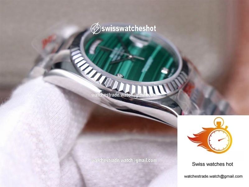 Rolex President Day Date 18038 Malachite Green Diamond Dial 6