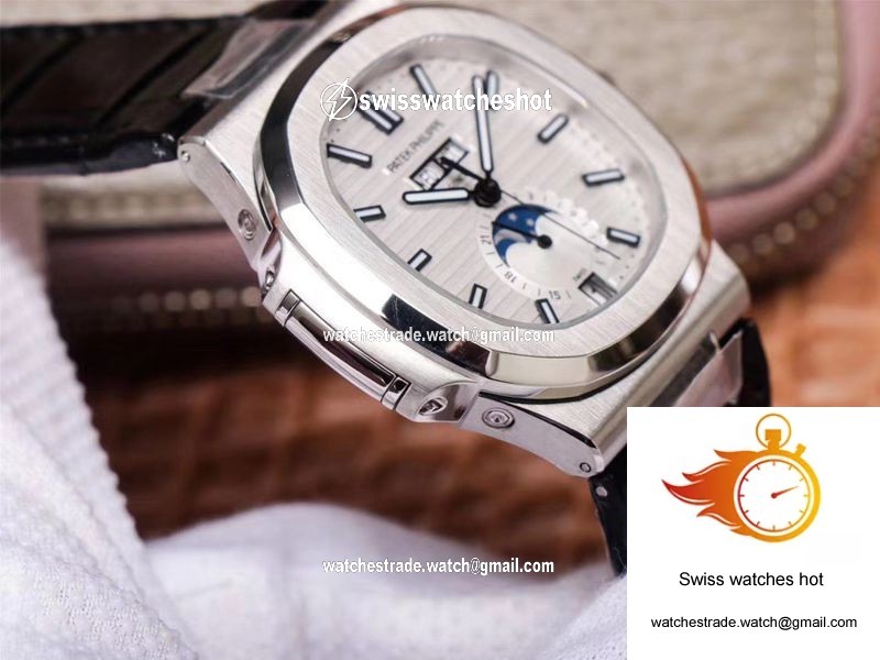 PF Factory Patek Philippe Nautilus 5726/1A-010 Moonphase Black Leather Strap 6