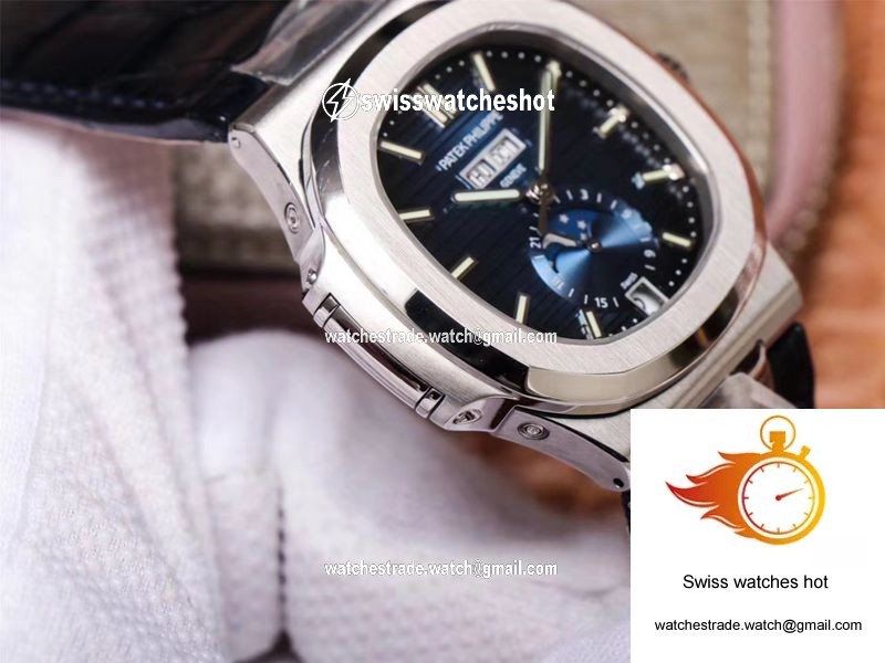 PF Factory Patek Philippe Nautilus 5726/1A-014 Moonphase Black Leather Strap 6
