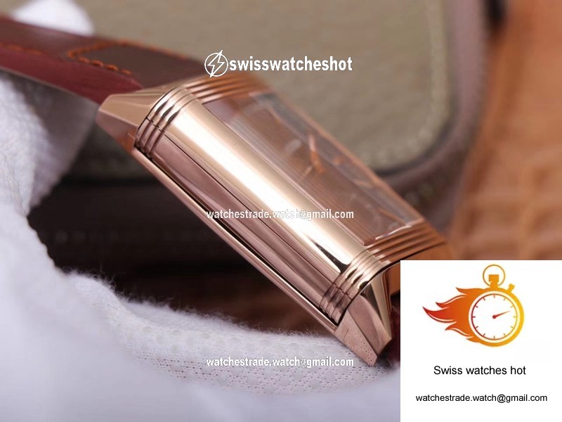 Jaeger LeCoultre Reverso Tribute Double-sided Double Time Zone Flip MG Factory Rose Gold Black Dial 6