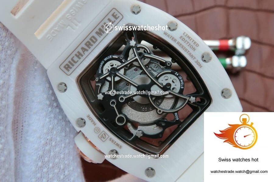 Richard Mille RM055 KV Factory White Ceramic Rubber Strap 7