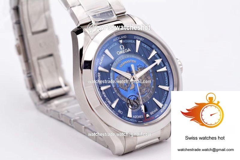 Omega Seamaster Aqua Terra GMT Worldtimer 220.10.43.22.03.001 VS Factory Blue Dial 7