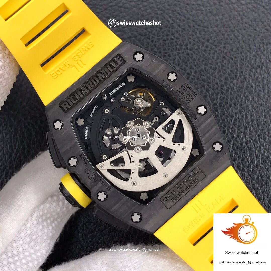 Richard Mille RM-011 KV Factory Forged Carbon Yellow Strap 7
