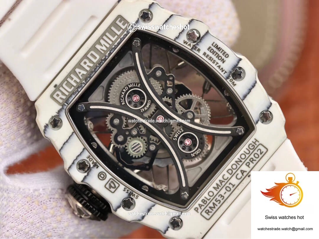 Richard Mille RM53-01 KV Factory White TPT Carbon Fiber Skeleton Dial 7