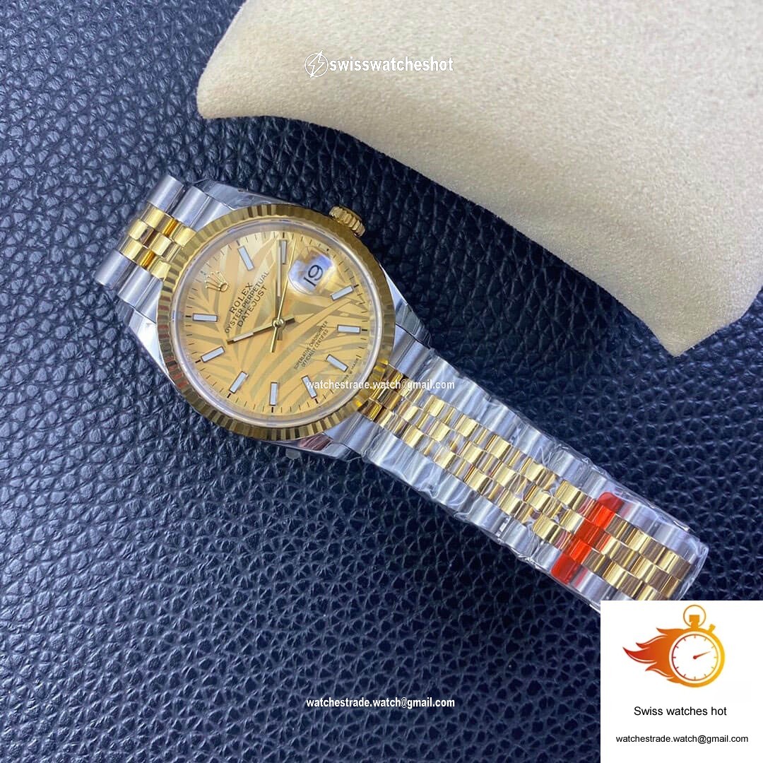 Rolex Datejust M126233-0037 EW Factory Golden Palm Leaf Pattern Dial 7