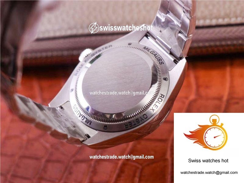 JB Factory Replica Rolex Milgauss Base 116400 Label Noir Design LNT01HS-001 Silver case watch 7