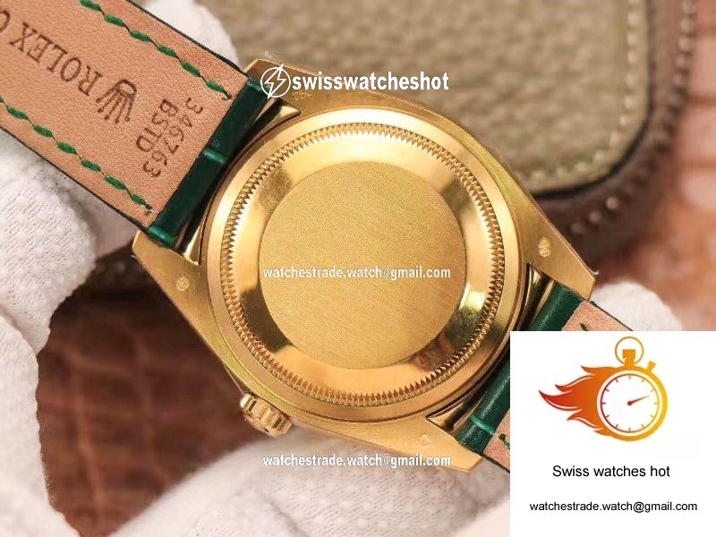 Replica Rolex Day-Date 36mm Green Enamel Diamond Gypsophila Gold dial watch 7
