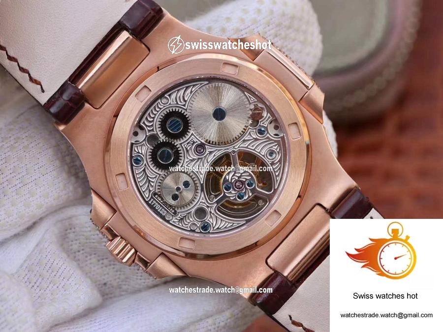 Patek Philippe Nautilus Jumbo 5711 Rose Gold Tourbillon 2018 R8 Factory White Dial 7