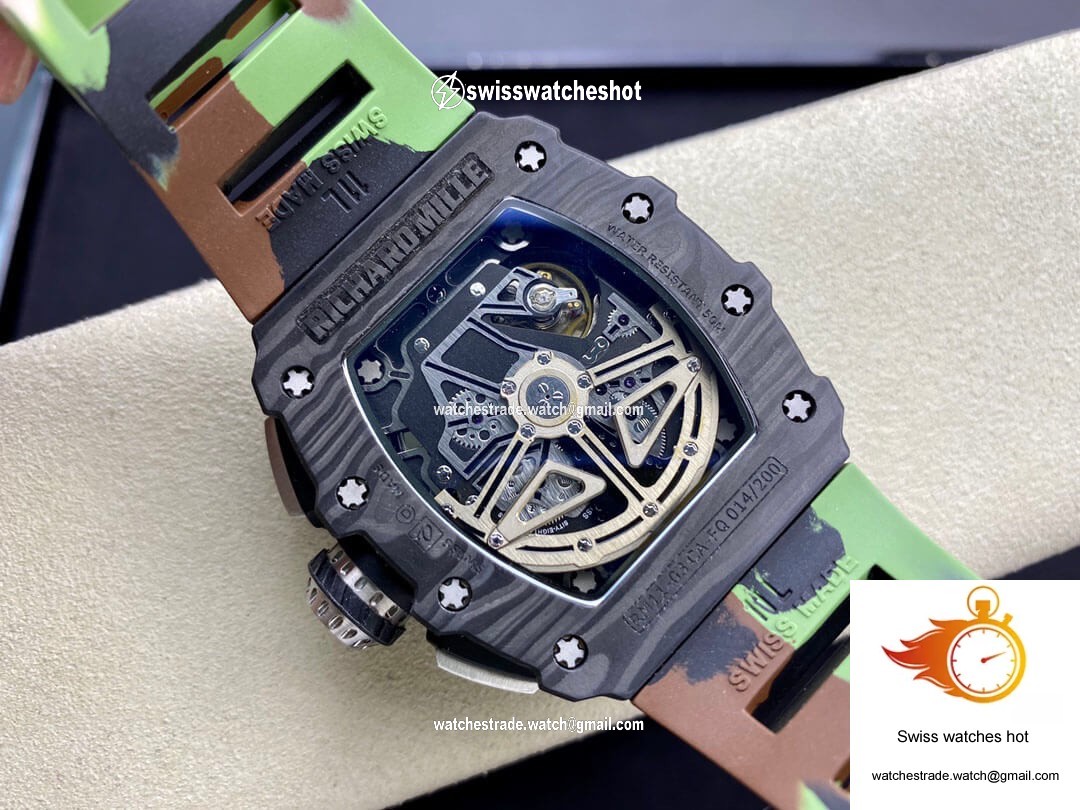 Richard Mille RM-011 KV Factory V2 Carbon Fiber Camo Rubber Strap 7