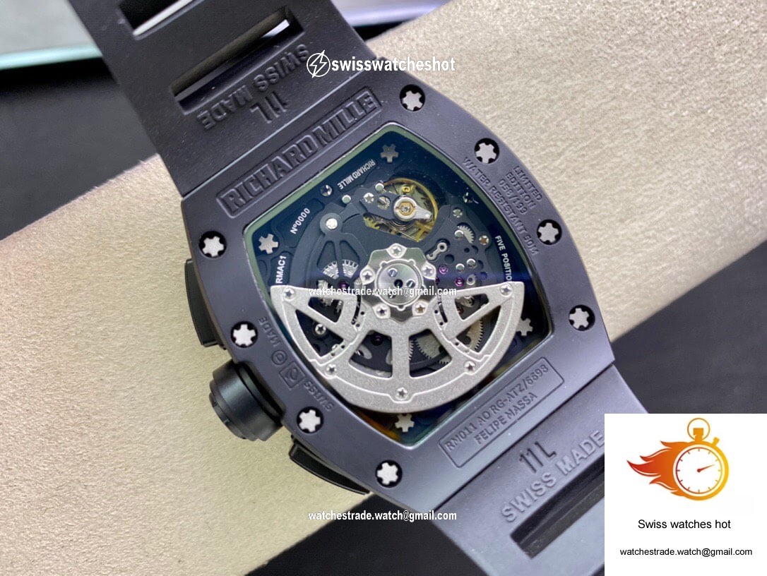 Richard Mille RM011 KV Factory Ceramic Black Rubber Strap 7