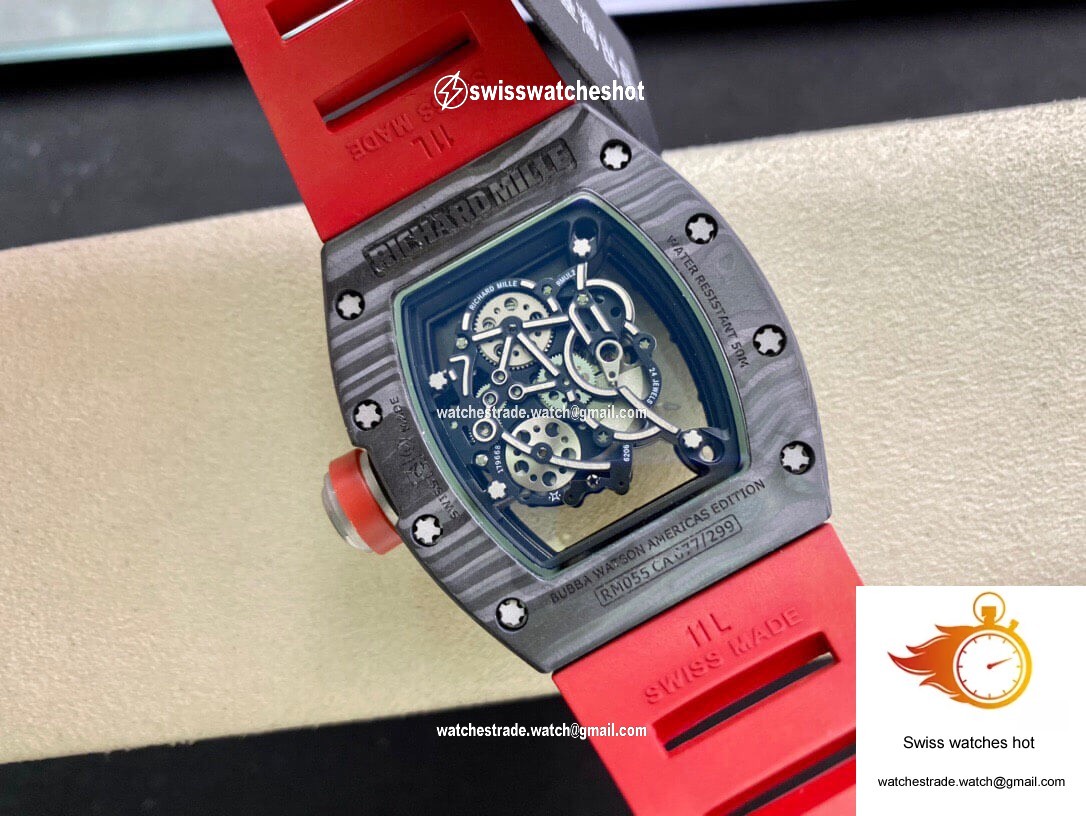 Richard Mille RM055 KV Factory V2 Carbon Fiber Red Strap 7