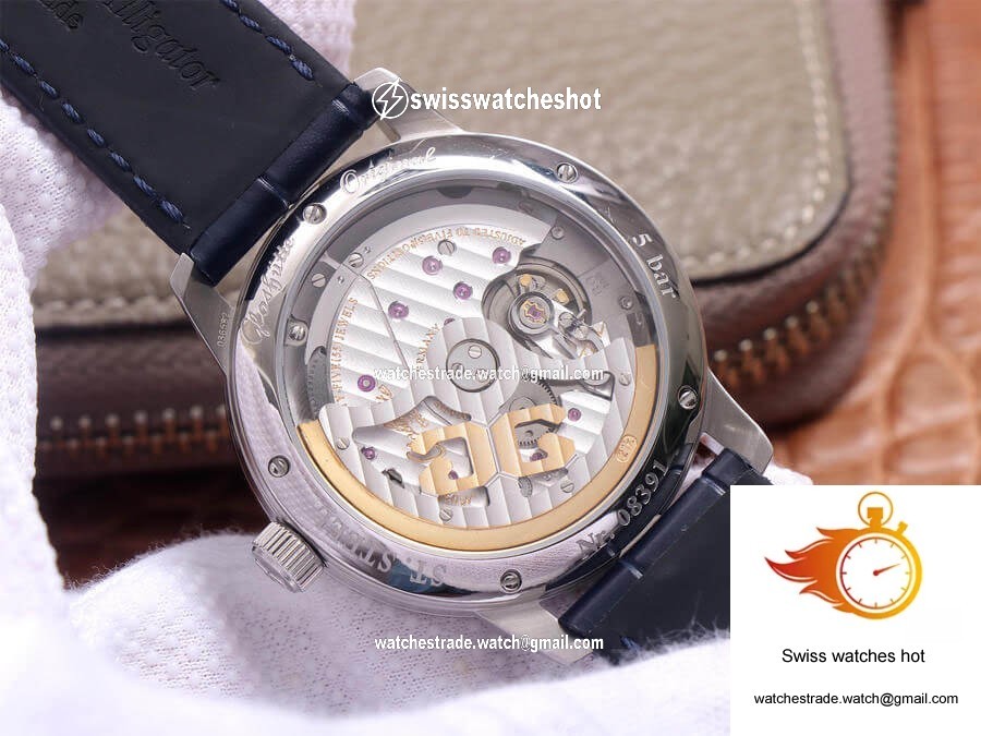 Glashutte Senator Moon Phase 1-36-04 V9 Factory Blue Leather Strap 7