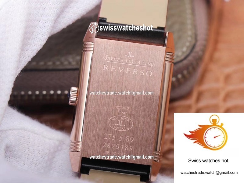 Jaeger LeCoultre Reverso Tribute Double-sided Double Time Zone Flip MG Factory Rose Gold Black Dial 7
